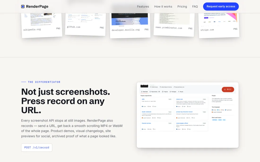 RenderPage recording feature